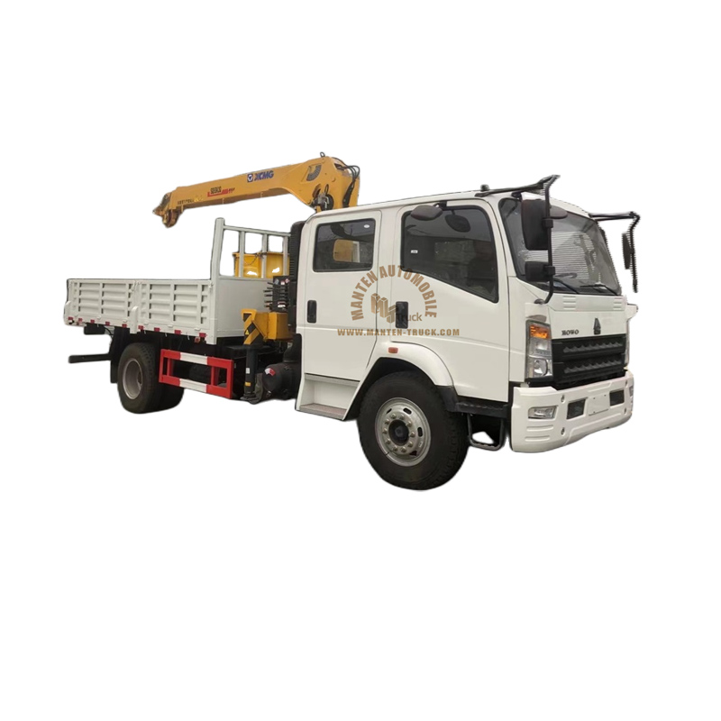 4ons sinotruk howo 4x2 truck with crane